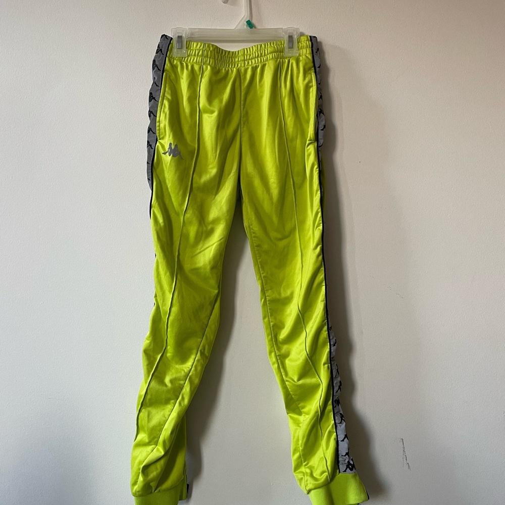 Small Kappa Lime Green Pants - w/ reflective sides
